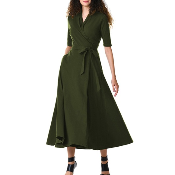 Black stretch knit eShakti wrap dress 1X / 18W - Picture 11 of 14